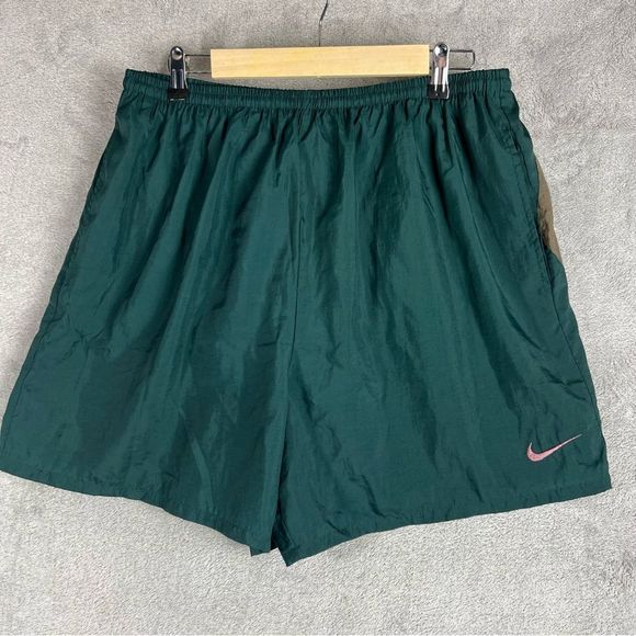 Nike Other - Vtg Nike Shorts Mens XXL Green Big Swoosh Logo White Tag Lined Swim Trunks 90s